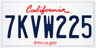 CA license plate 7KVW225