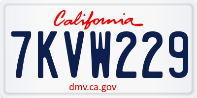 CA license plate 7KVW229