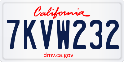 CA license plate 7KVW232