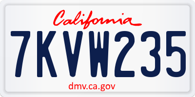 CA license plate 7KVW235