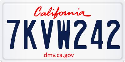 CA license plate 7KVW242