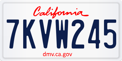 CA license plate 7KVW245