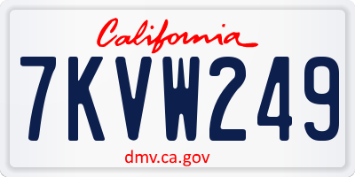 CA license plate 7KVW249