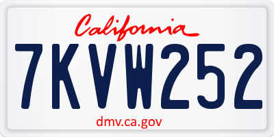 CA license plate 7KVW252