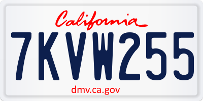 CA license plate 7KVW255