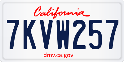 CA license plate 7KVW257
