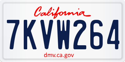 CA license plate 7KVW264