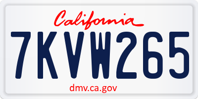 CA license plate 7KVW265