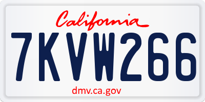 CA license plate 7KVW266