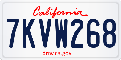 CA license plate 7KVW268