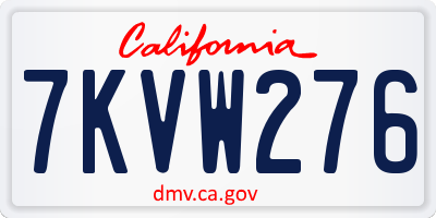 CA license plate 7KVW276