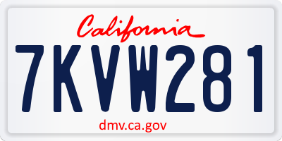 CA license plate 7KVW281