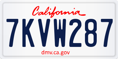 CA license plate 7KVW287
