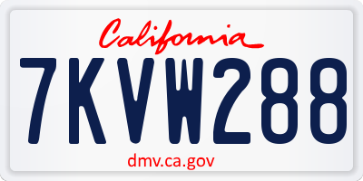 CA license plate 7KVW288