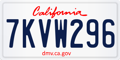 CA license plate 7KVW296