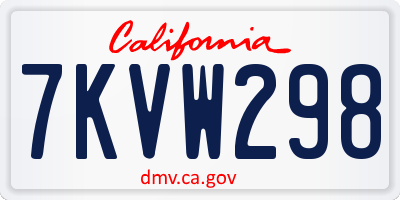 CA license plate 7KVW298