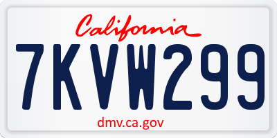 CA license plate 7KVW299