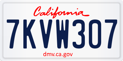 CA license plate 7KVW307