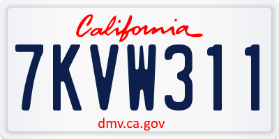 CA license plate 7KVW311