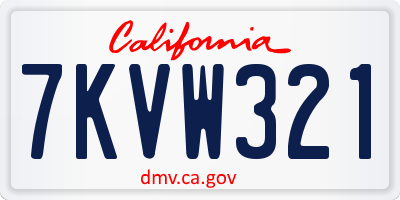 CA license plate 7KVW321