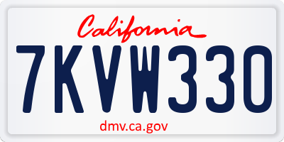 CA license plate 7KVW330