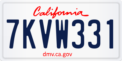 CA license plate 7KVW331