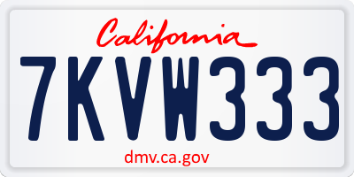 CA license plate 7KVW333
