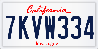 CA license plate 7KVW334