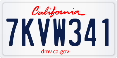 CA license plate 7KVW341