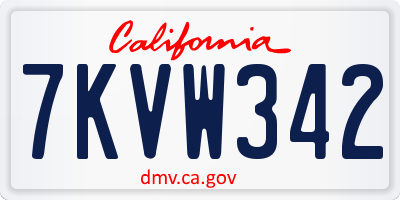 CA license plate 7KVW342