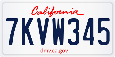CA license plate 7KVW345