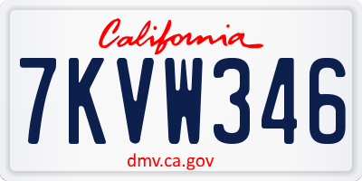 CA license plate 7KVW346