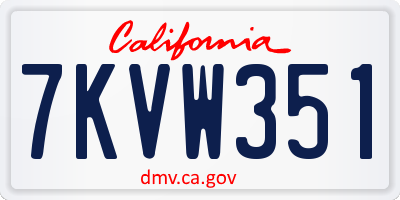 CA license plate 7KVW351