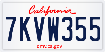 CA license plate 7KVW355