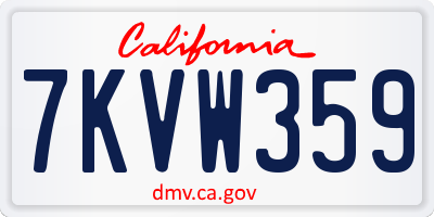 CA license plate 7KVW359