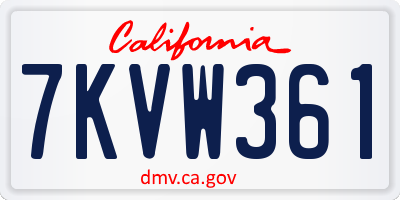 CA license plate 7KVW361