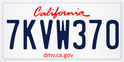 CA license plate 7KVW370