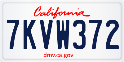 CA license plate 7KVW372