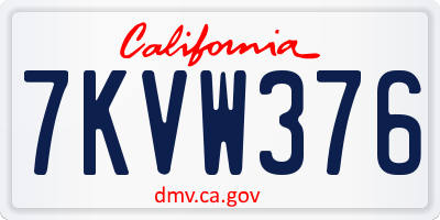 CA license plate 7KVW376