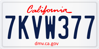 CA license plate 7KVW377