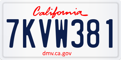CA license plate 7KVW381