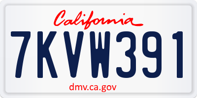 CA license plate 7KVW391