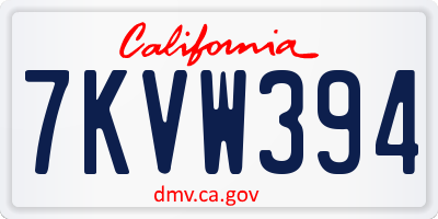 CA license plate 7KVW394
