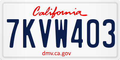 CA license plate 7KVW403