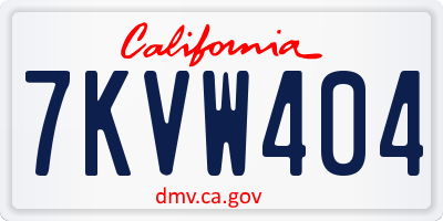 CA license plate 7KVW404