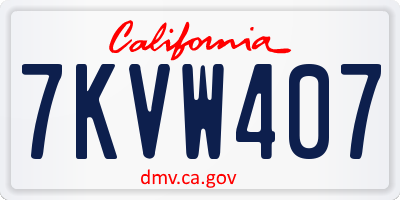 CA license plate 7KVW407