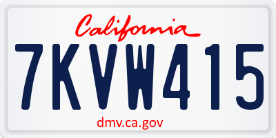 CA license plate 7KVW415