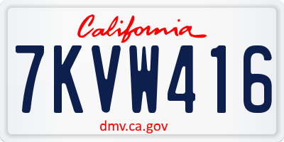 CA license plate 7KVW416