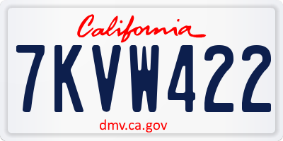 CA license plate 7KVW422