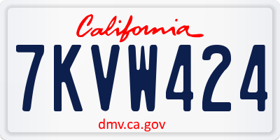 CA license plate 7KVW424